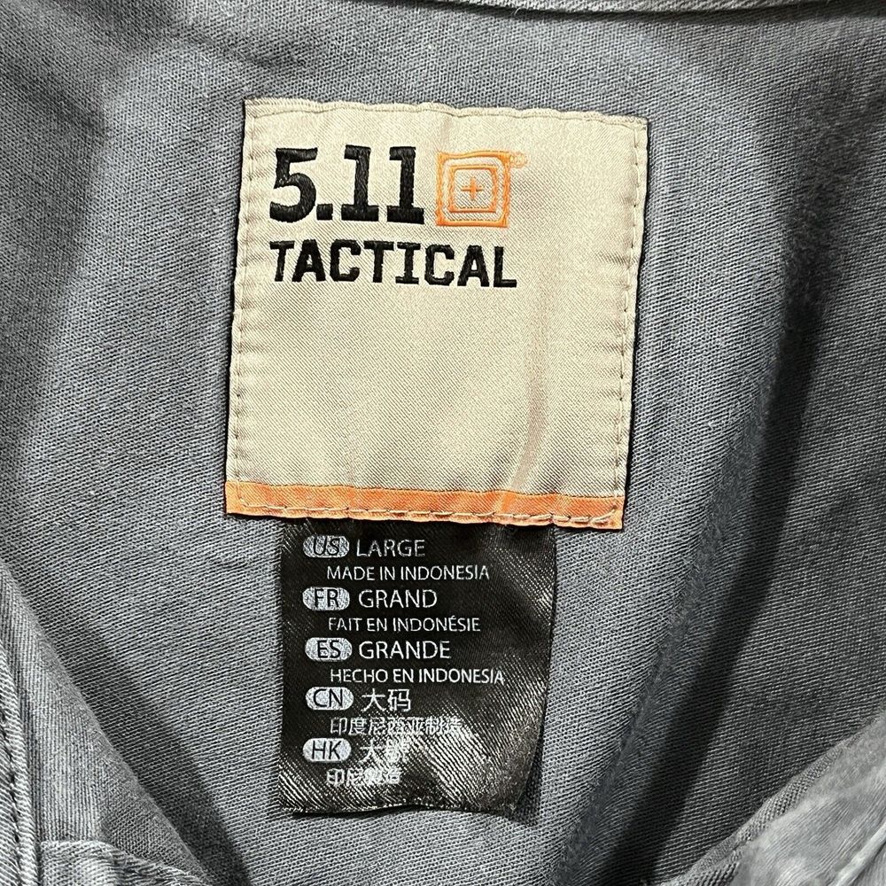 511 Tactical Shirt Heavy Duty Mens L Gray Snap Up Cotton Shacket Workwear - Picture 4 of 9